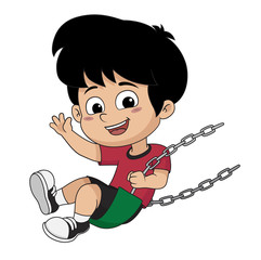 Kid on swing.vector and illustration.