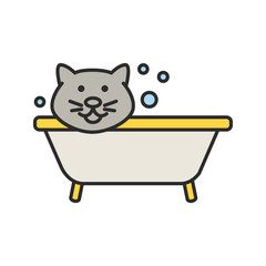 Bathing cat color icon