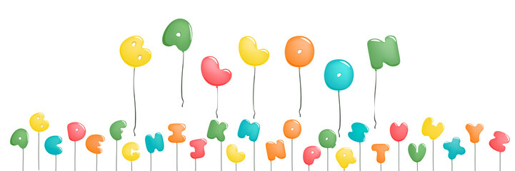 Plump handwritten alphabet vector colorful balloon set.
