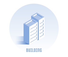 Fototapeta premium Building icon. Vector illustration in flat isometric 3D style.