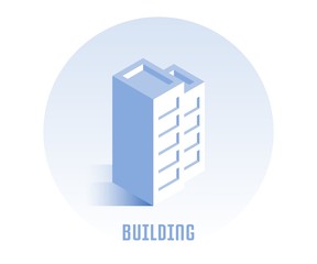 Building icon. Vector illustration in flat isometric 3D style.