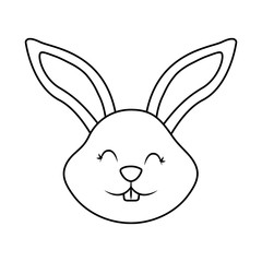 funny cute head rabbit ears animal cartoon vector illustration