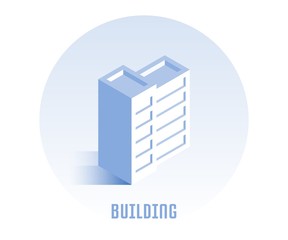 Building icon. Vector illustration in flat isometric 3D style.