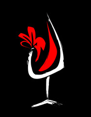 red wine glass. vector logo with garnish 