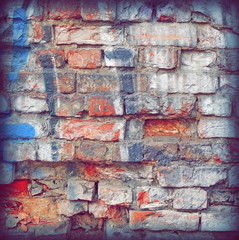 Modern Street Art Frame Background Texture. Grunge Graffiti Brick Wall.