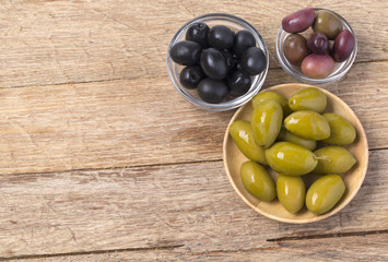 The green and black olives