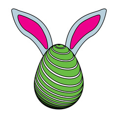easter egg with rabbit ears decoration vector illustration