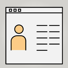 Vector icon of the site template, user profile