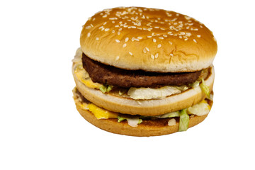 Big hamburger isolated on white background