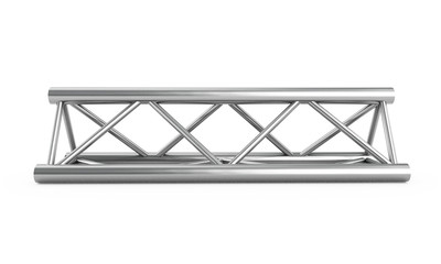 Steel truss girder rooftop construction with outdoor festival stage. 3d render podium isolated on...