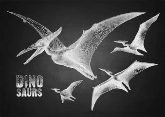 Dinosaur in stippling technique © Ekaterina Glazkova