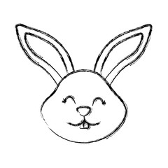 funny cute head rabbit ears animal cartoon vector illustration sketch design