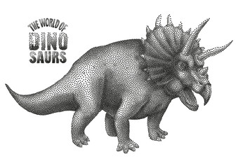 Dinosaur in stippling technique © Ekaterina Glazkova