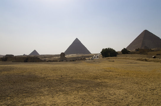 Landscape with pyramids and sphinx in Giza