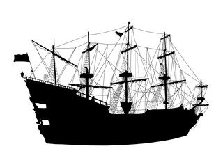 Silhouette of the pirate ship