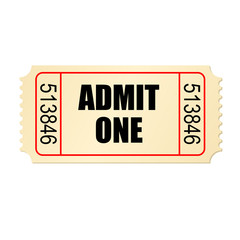 Retro style cardboard cinema ticket