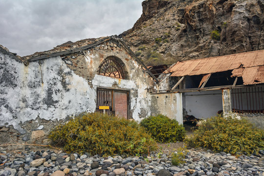 Spain Gomera island playa la cantera abandoned fish factory 