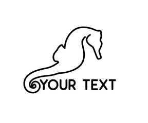 sea horse animal line logo design