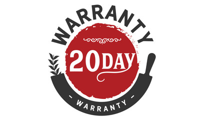 20 days warranty icon vintage rubber stamp guarantee