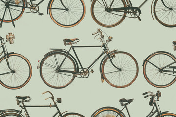 Collection of vintage rusted bicycles