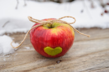 apple on the snow
