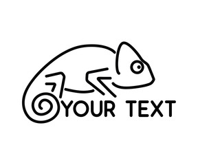 chameleon animal line logo design illustration © rizalvector