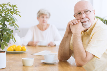 Grandfather after arguing with wife