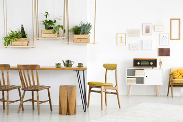 White dining room interior