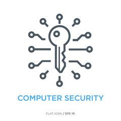 IT security line flat icon