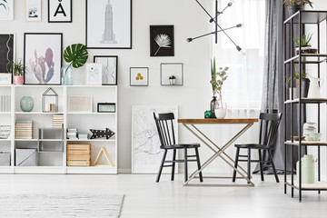 Rack with books and decorations