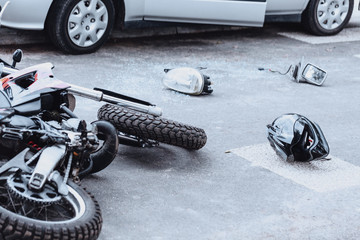Fototapeta na wymiar Helmet and motorcycle