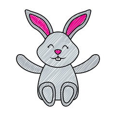 cute little bunny sitting animal happy vector illustration