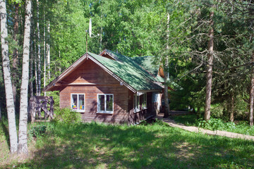 Fototapeta na wymiar Village wooden house in a rural area