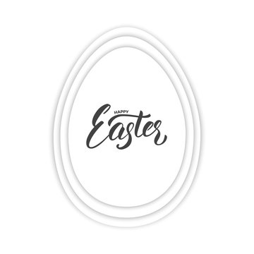 Easter. Paper cut egg with Easter lettering. Easter card template