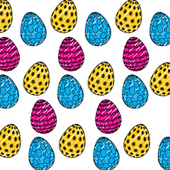 decorative easter eggs celebration pattern vector illustration