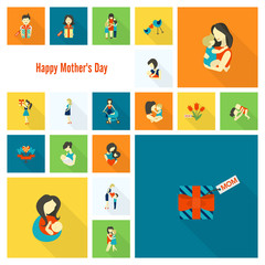 Fototapeta premium Happy Mothers Day Icons