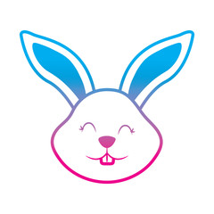 funny cute head rabbit ears animal cartoon vector illustration degrade color line image
