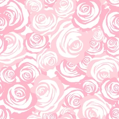 Wall murals Roses Roses seamless pattern. Pink vector background