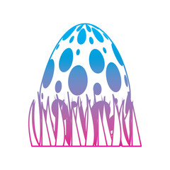 sweet cute decorative easter egg on grass vector illustration degrade color line image
