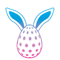 easter egg with rabbit ears decoration vector illustration degrade color line image