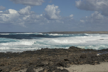 Ocean surf waves at La Santa, Lanzarote, Canary Islands, Spain