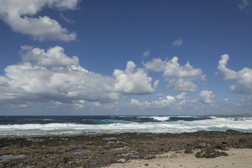 Ocean surf waves at La Santa, Lanzarote, Canary Islands, Spain
