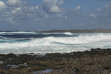 Ocean surf waves at La Santa, Lanzarote, Canary Islands, Spain