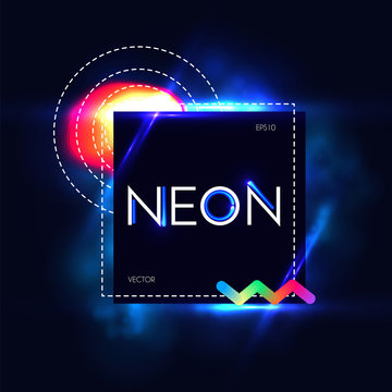 Abstract Trendy Shining Neon Banner. Colorful Cover and Poster Pemplate.