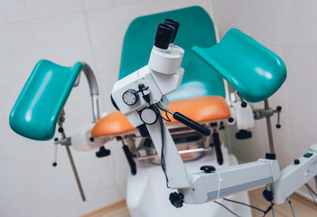 Gynecology colposcopy in clinic.