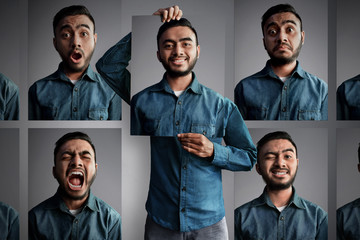 Man with different emotions - obrazy, fototapety, plakaty