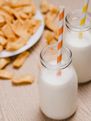 glass of fresh milk on the table