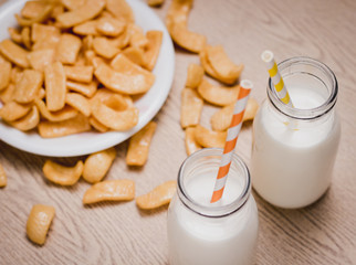 glass of fresh milk on the table