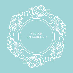 vector background with vintage decor, white and blue color