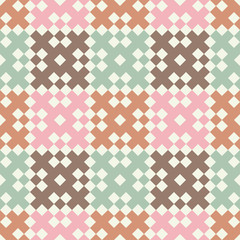 Seamless vector background with Norwegian snowflakes. The texture of the primitive snowflakes. Pixel snowflakes. Winter pattern. Textile rapport.